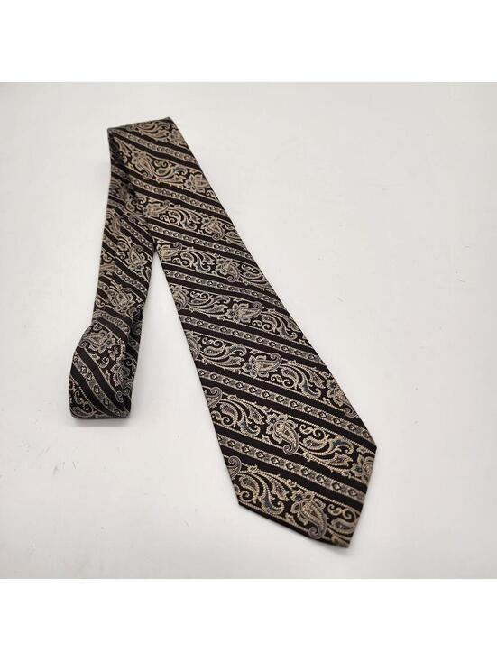 Oscar de la Renta Other - Oscar De Lenta Couture Men’s Paisley Silk Tie Brown Beige Vintage Style
